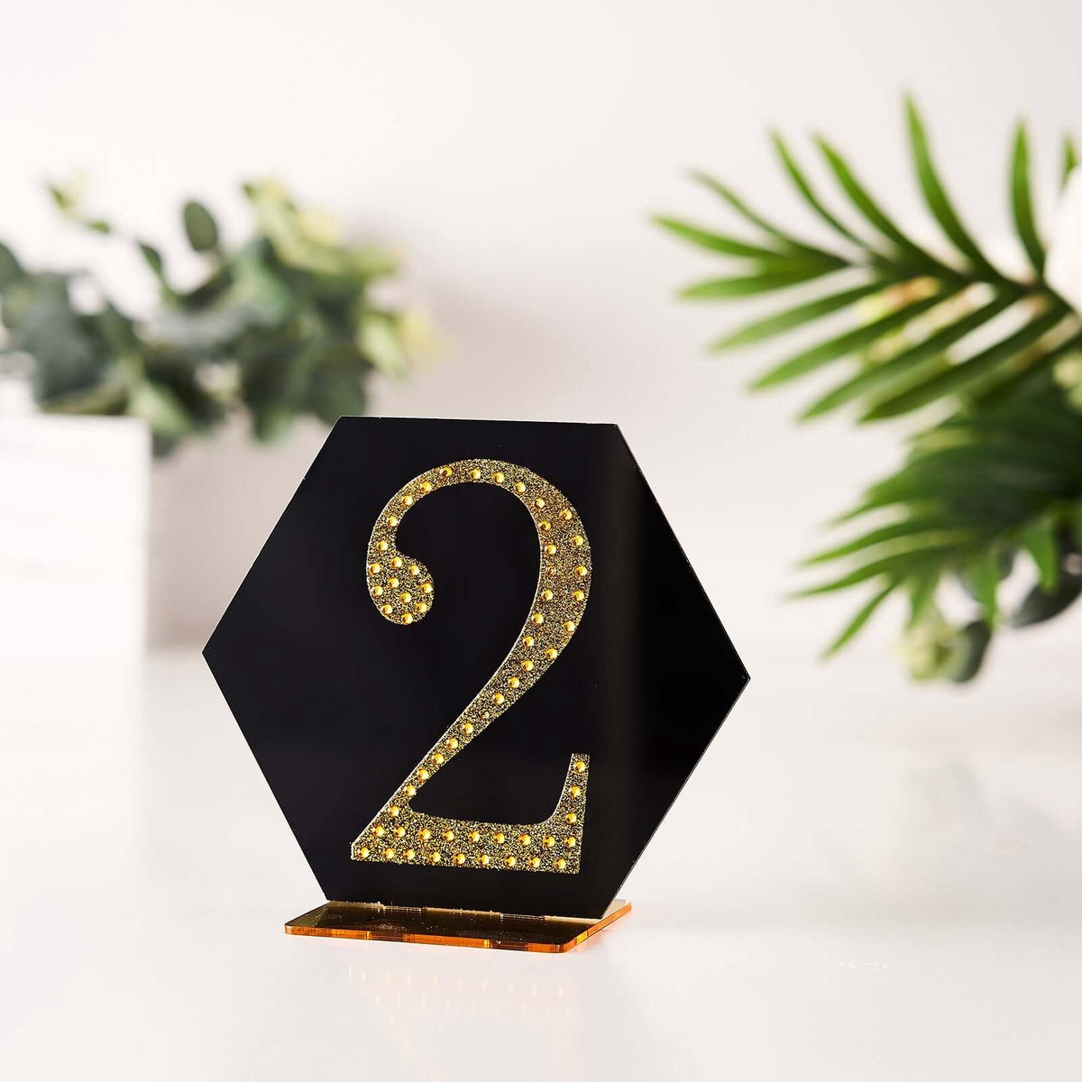 Decorative Rhinestone Number "2" Stickers 4", Gold Glitter Adhesive Craft Numbers - DIY Sparkle Embellishments