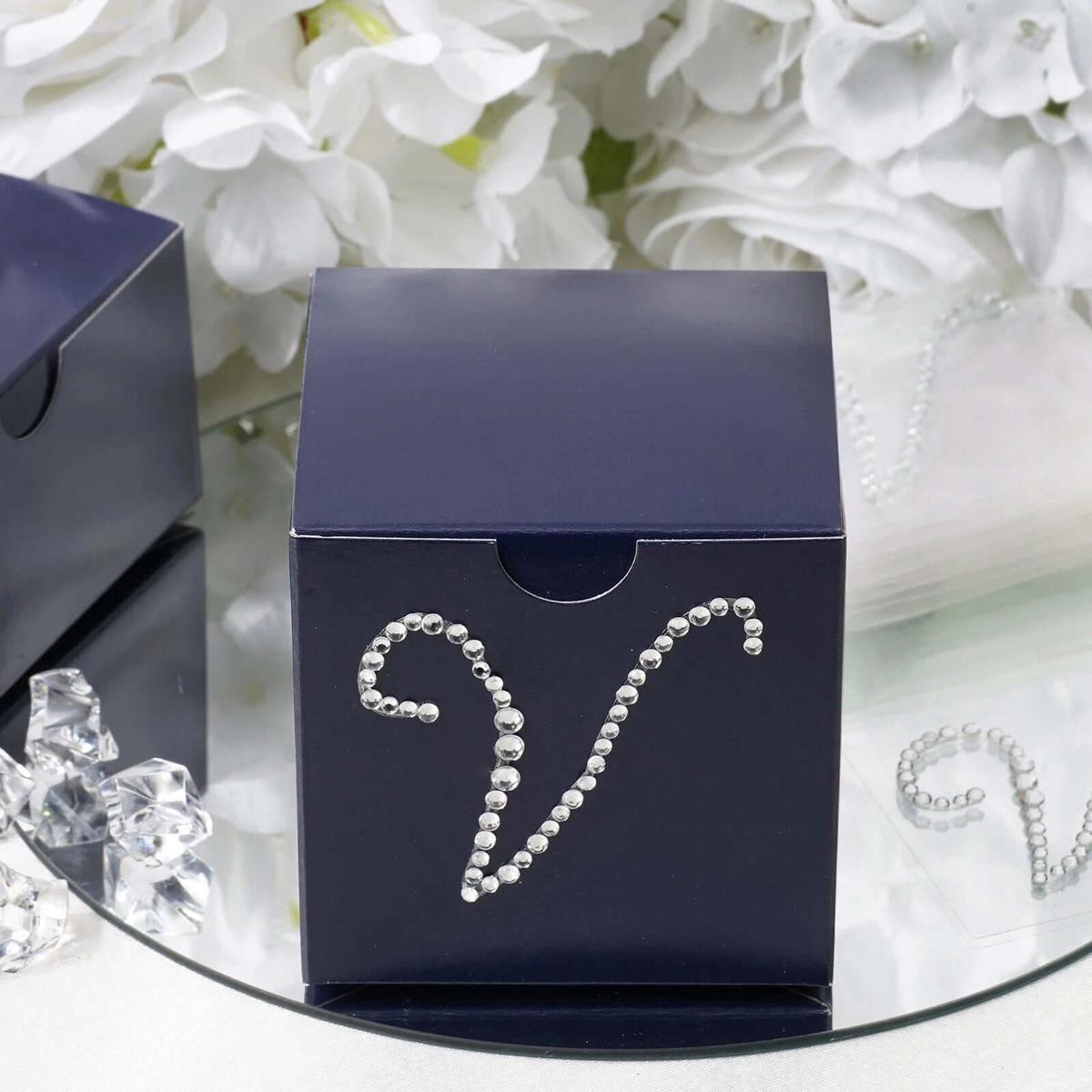 12 Pack Clear Rhinestone Monogram Letter 8221V8221 Jewel Sticker Self Adhesive DIY Diamond Decor 158221