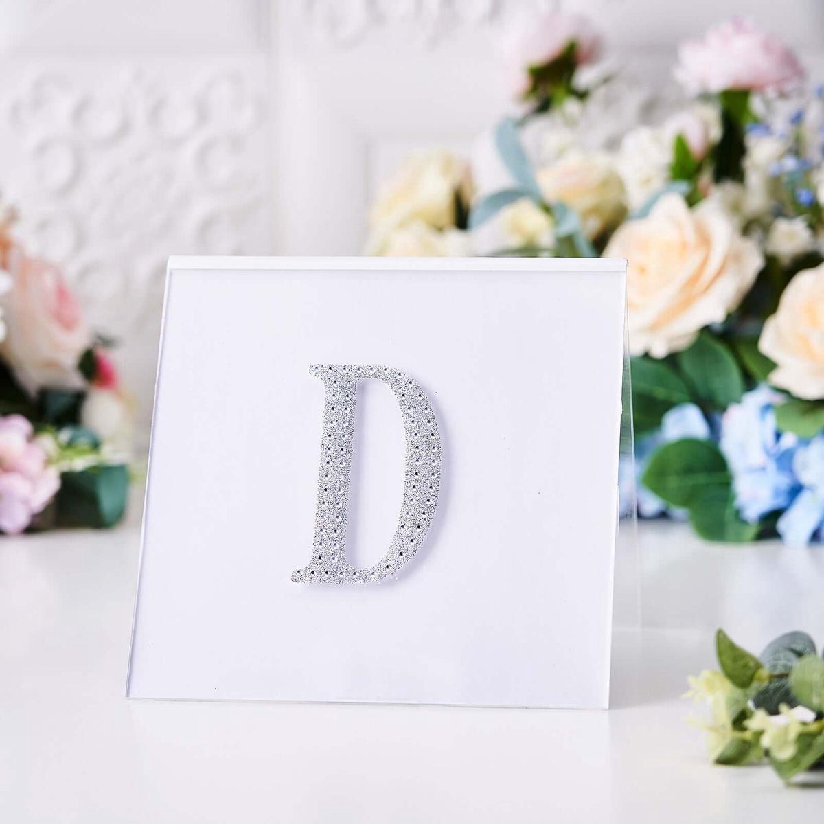Decorative Rhinestone Alphabet 8221D8221 Letter Stickers 48221 Silver Glitter Adhesive Craft Letters 8211 DIY Sparkle Embellishments