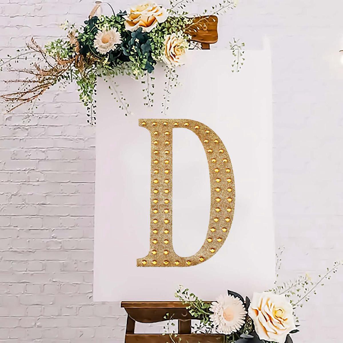Decorative Rhinestone Alphabet 8221D8221 Letter Stickers 88221 Gold Glitter Adhesive Craft Letters 8211 DIY Sparkle Embellishments
