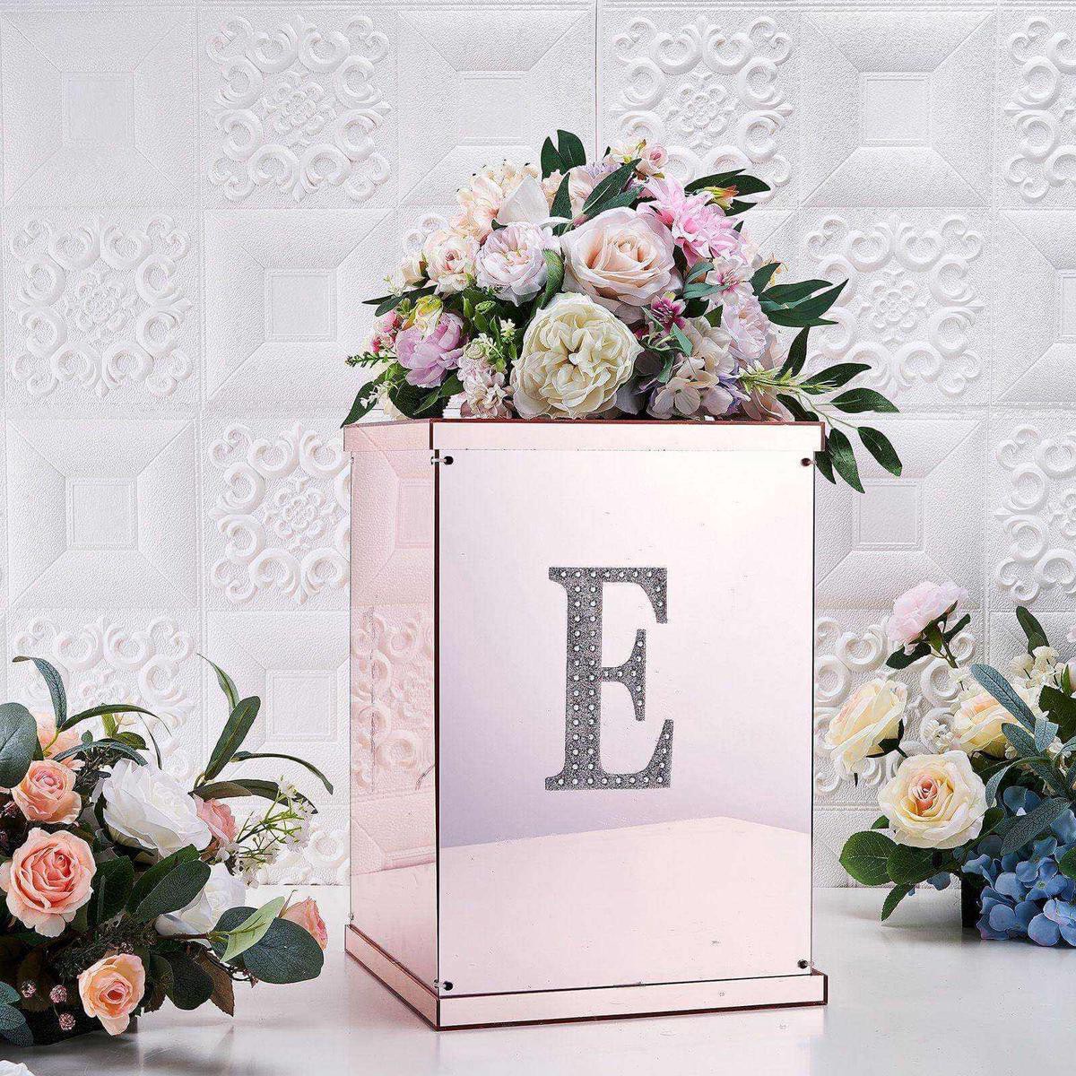 Decorative Rhinestone Alphabet 8221E8221 Letter Stickers 68221 Silver Glitter Adhesive Craft Letters 8211 DIY Sparkle Embellishments