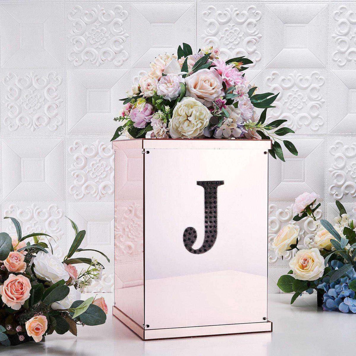 Decorative Rhinestone Alphabet 8221J8221 Letter Stickers 68221 Black Glitter Adhesive Craft Letters 8211 DIY Sparkle Embellishments