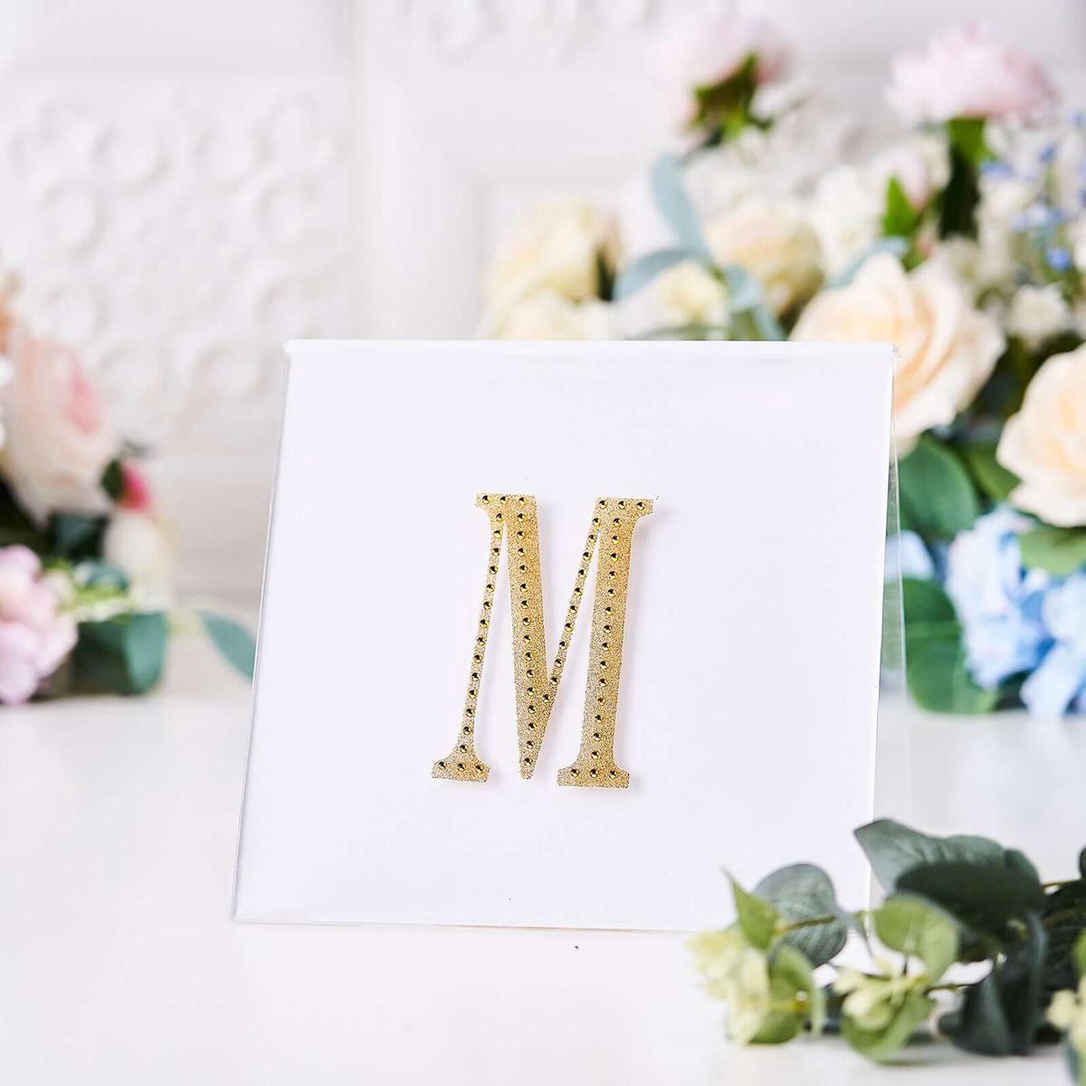 Decorative Rhinestone Alphabet 8221M8221 Letter Stickers 48221 Gold Glitter Adhesive Craft Letters 8211 DIY Sparkle Embellishments