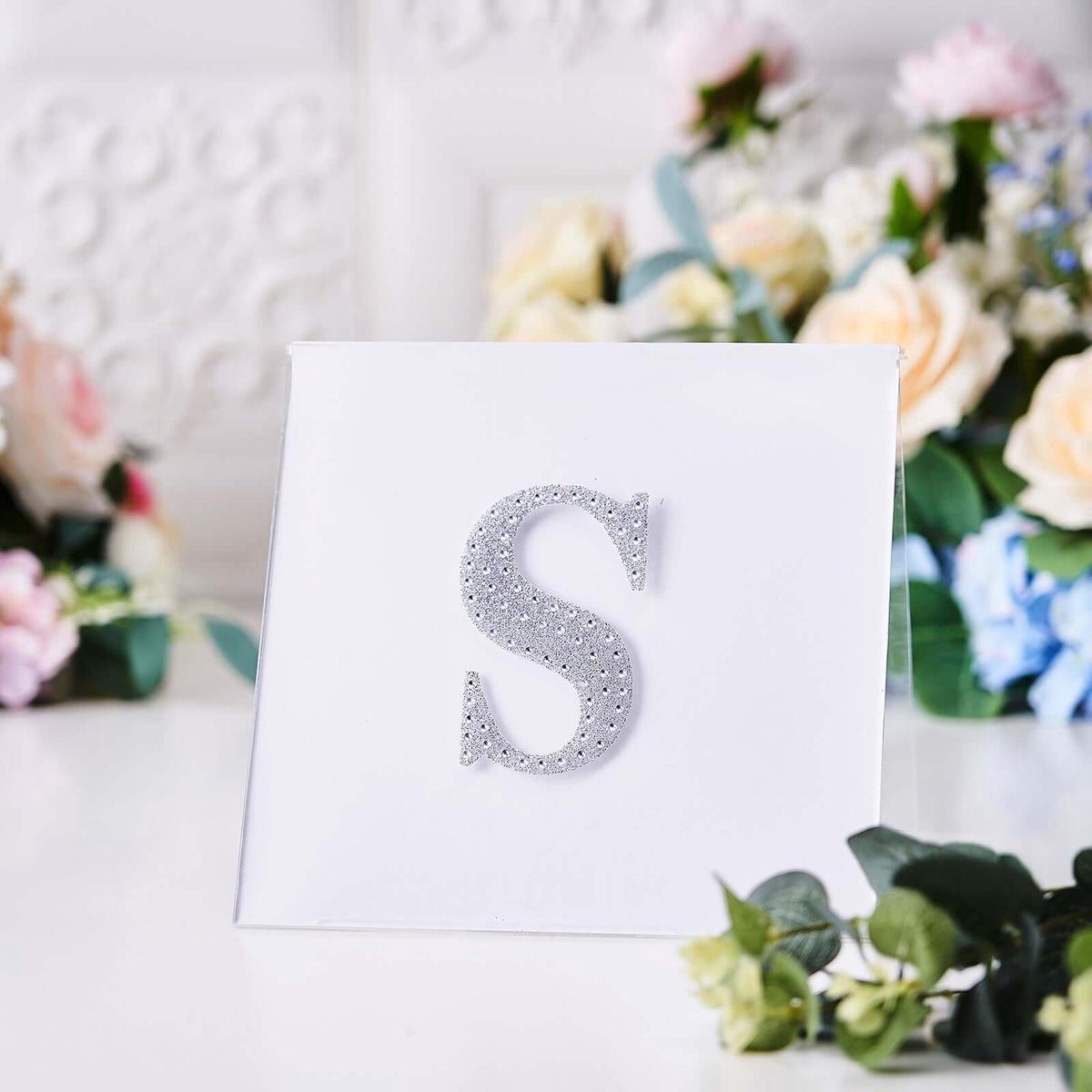 Decorative Rhinestone Alphabet 8221S8221 Letter Stickers 48221 Silver Glitter Adhesive Craft Letters 8211 DIY Sparkle Embellishments