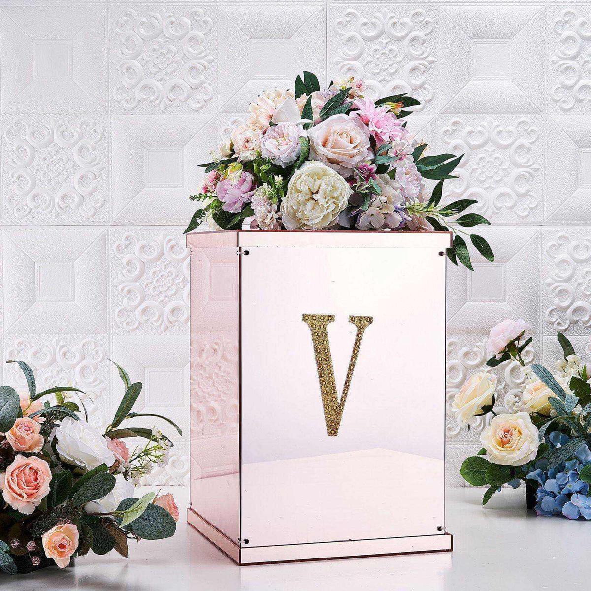 Decorative Rhinestone Alphabet 8221V8221 Letter Stickers 68221 Gold Glitter Adhesive Craft Letters 8211 DIY Sparkle Embellishments