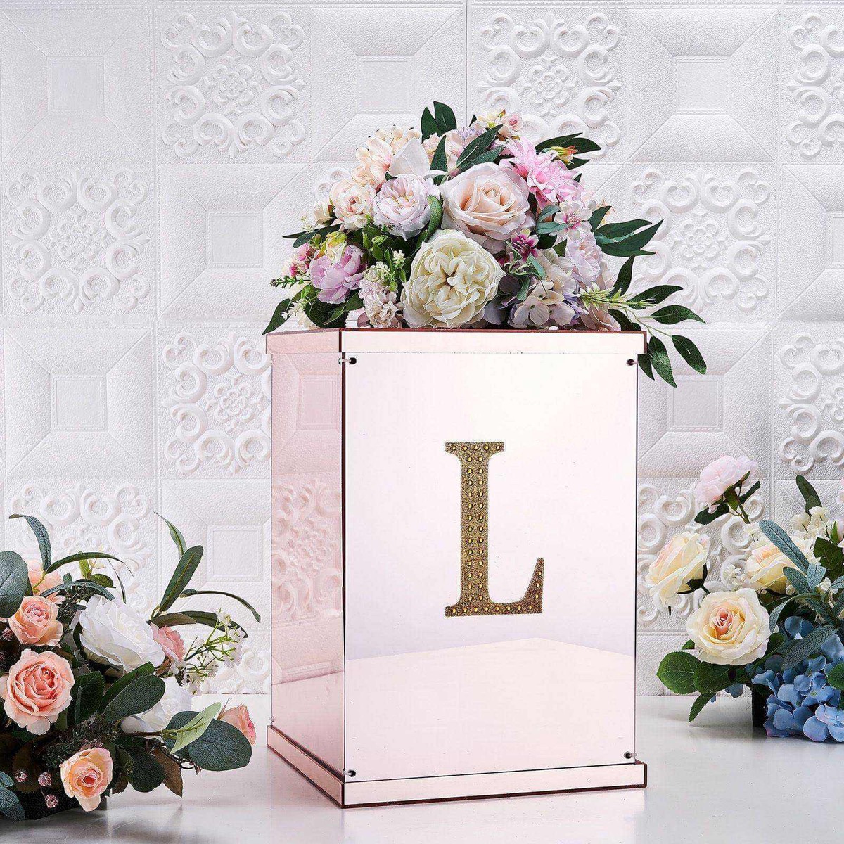 Decorative Rhinestone Alphabet "L" Letter Stickers 6", Gold Glitter Adhesive Craft Letters - DIY Sparkle Embellishments