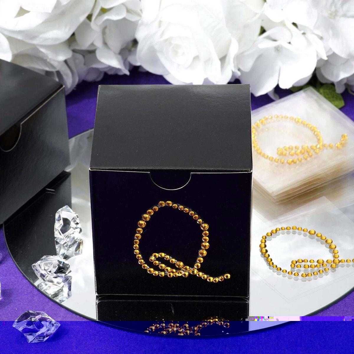 12 Pack Gold Rhinestone Monogram Letter "Q" Jewel Sticker Self Adhesive DIY Diamond Decor 1.5"
