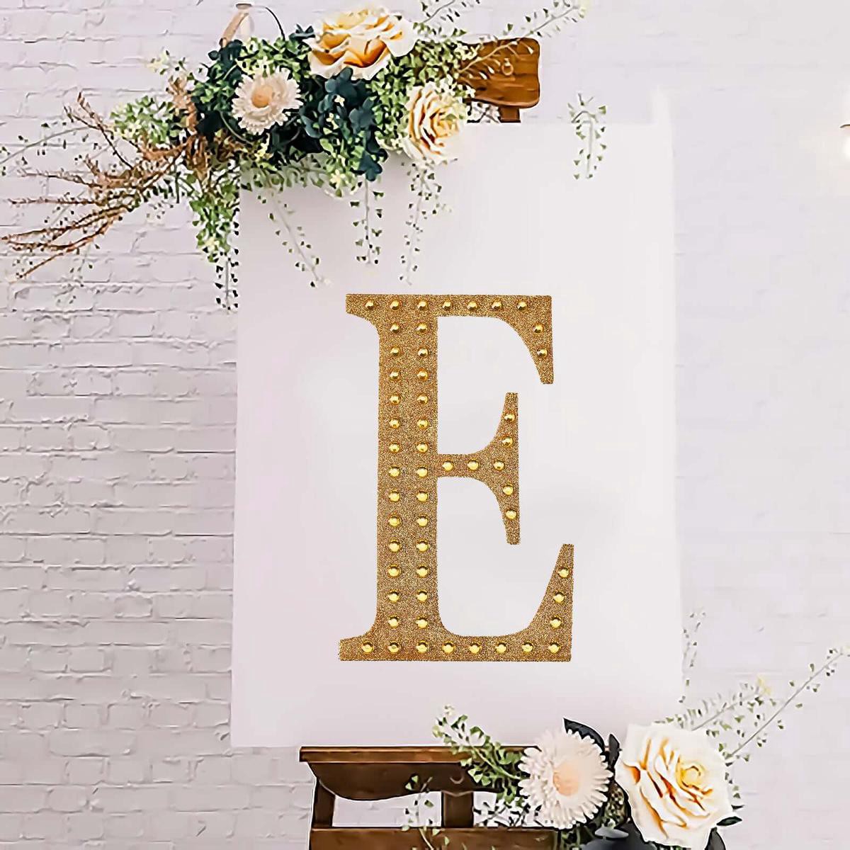 Decorative Rhinestone Alphabet 8221E8221 Letter Stickers 88221 Gold Glitter Adhesive Craft Letters 8211 DIY Sparkle Embellishments