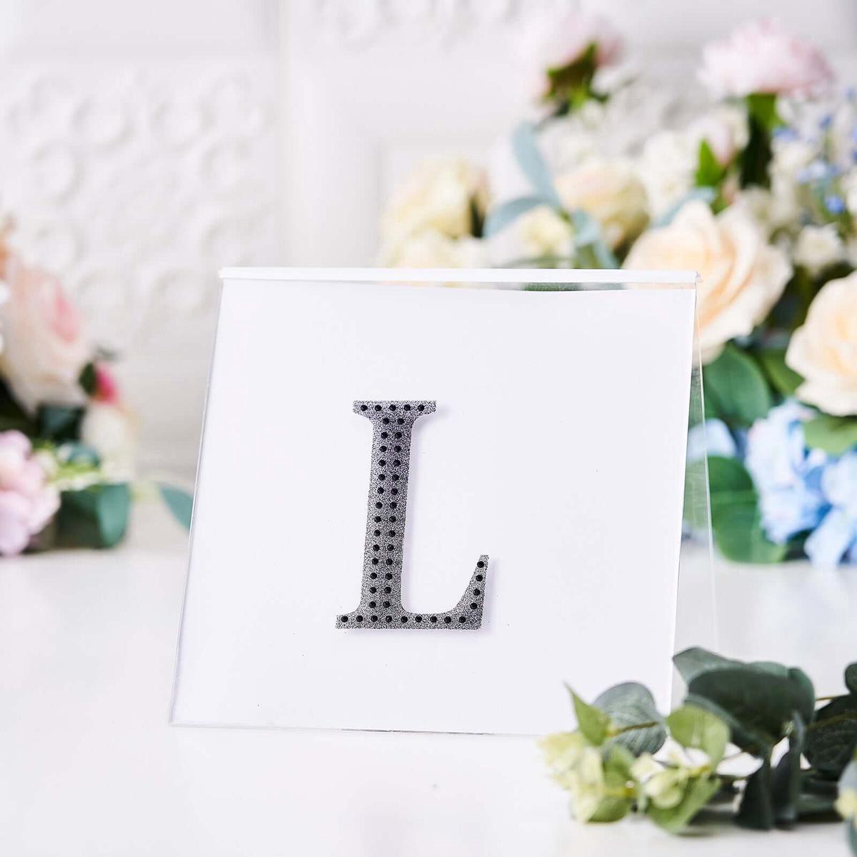 Decorative Rhinestone Alphabet 8221L8221 Letter Stickers 48221 Black Glitter Adhesive Craft Letters 8211 DIY Sparkle Embellishments