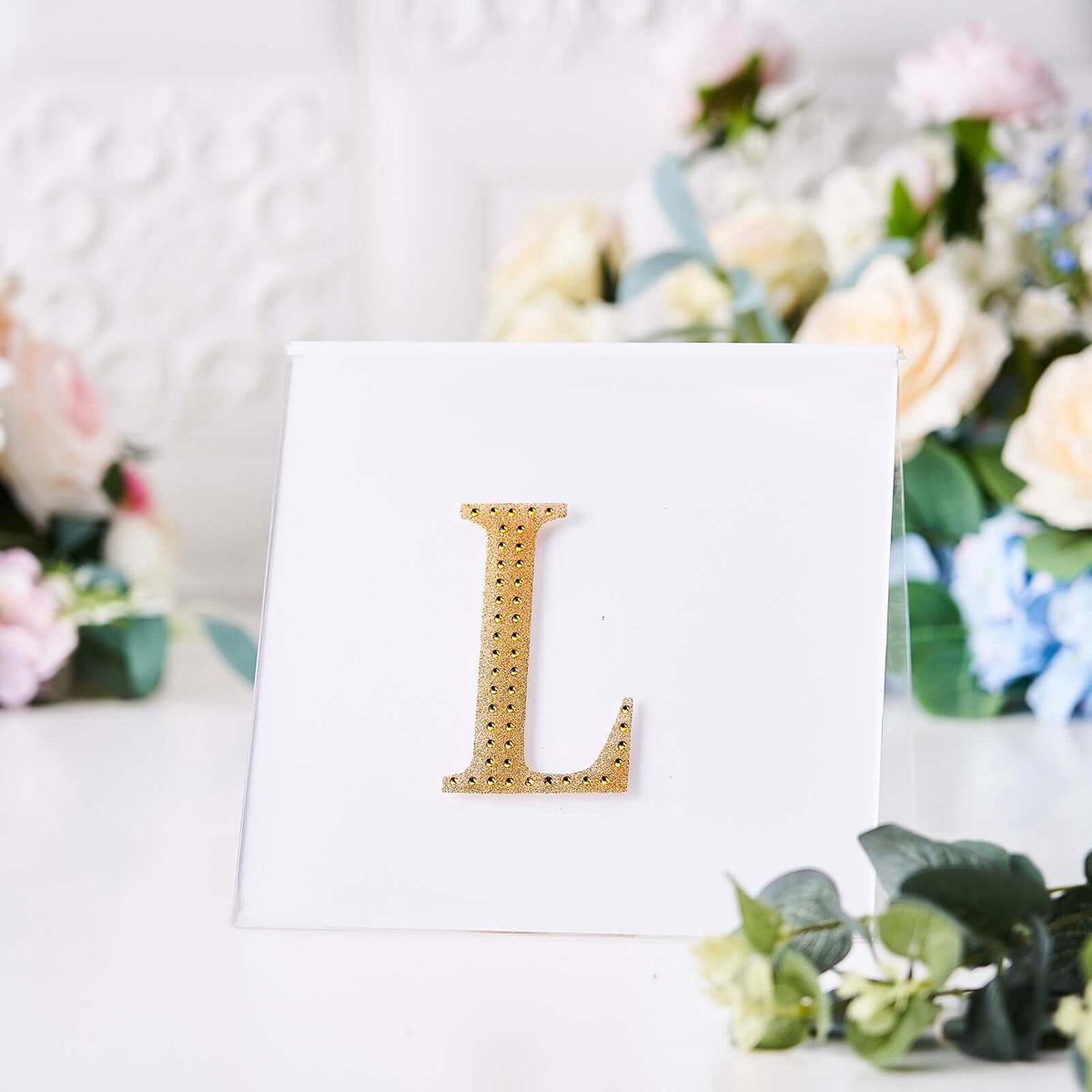 Decorative Rhinestone Alphabet 8221L8221 Letter Stickers 48221 Gold Glitter Adhesive Craft Letters 8211 DIY Sparkle Embellishments