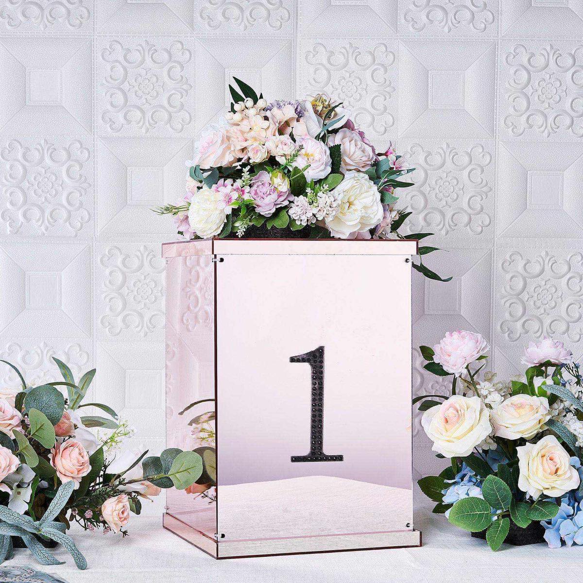 Decorative Rhinestone Number "1" Stickers 6", Black Glitter Adhesive Craft Numbers - DIY Sparkle Embellishments