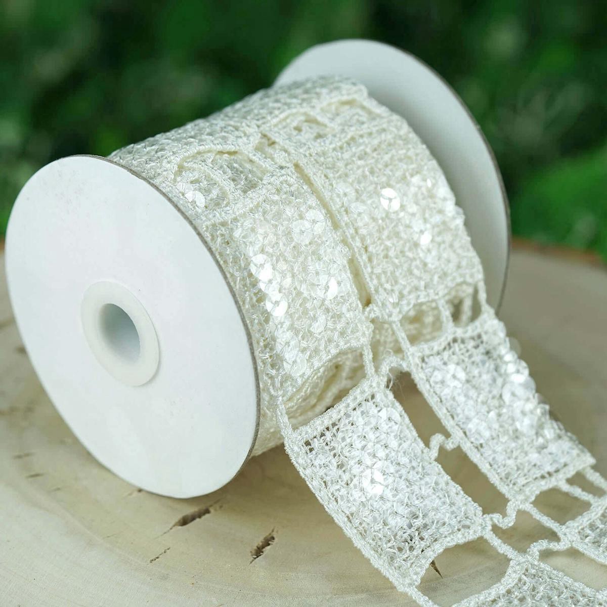 Sequin Stitch Crochet 1 Bolt White Rectangle Granny Square Afghan Pattern 48221 x 5 Yards